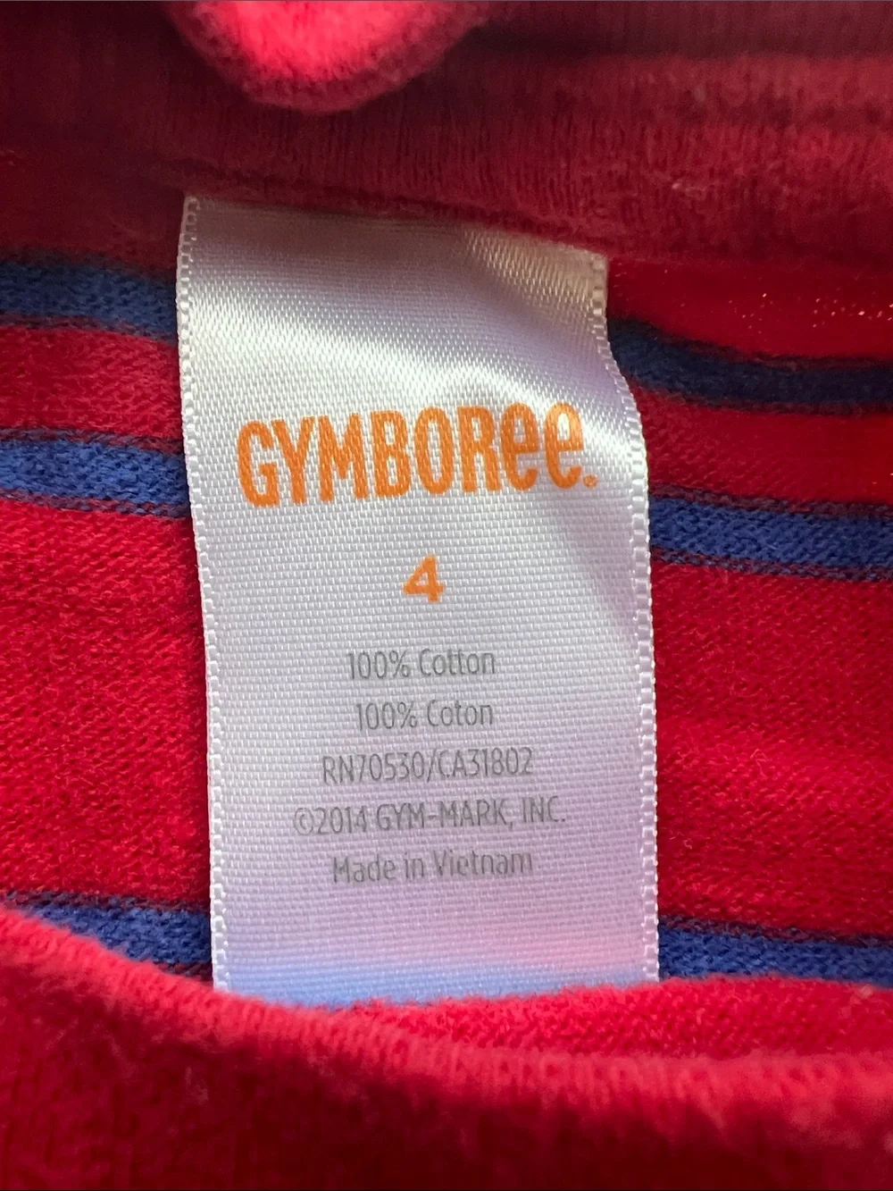 Gymboree Red Striped Pocket Tee with Blue Accents